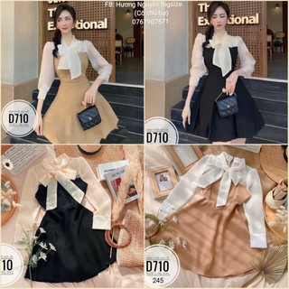60-90kg bigsize đầm phối nơ cổ d710