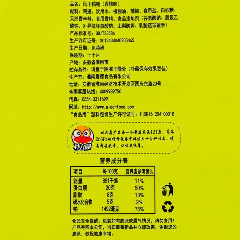 Cánh vịt cay loại ngon Linjiuding 2 vị, cánh vịt khô cay thơm ngon 20g | BigBuy360 - bigbuy360.vn