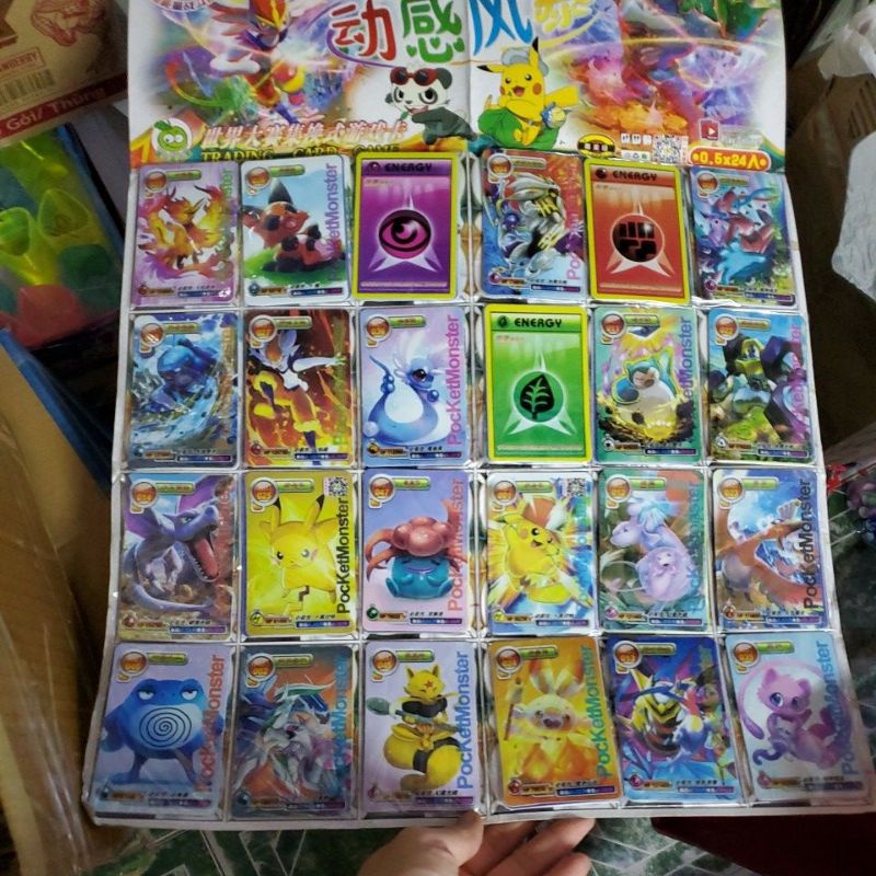 Vỉ 120 thẻ bài pokemon lụa