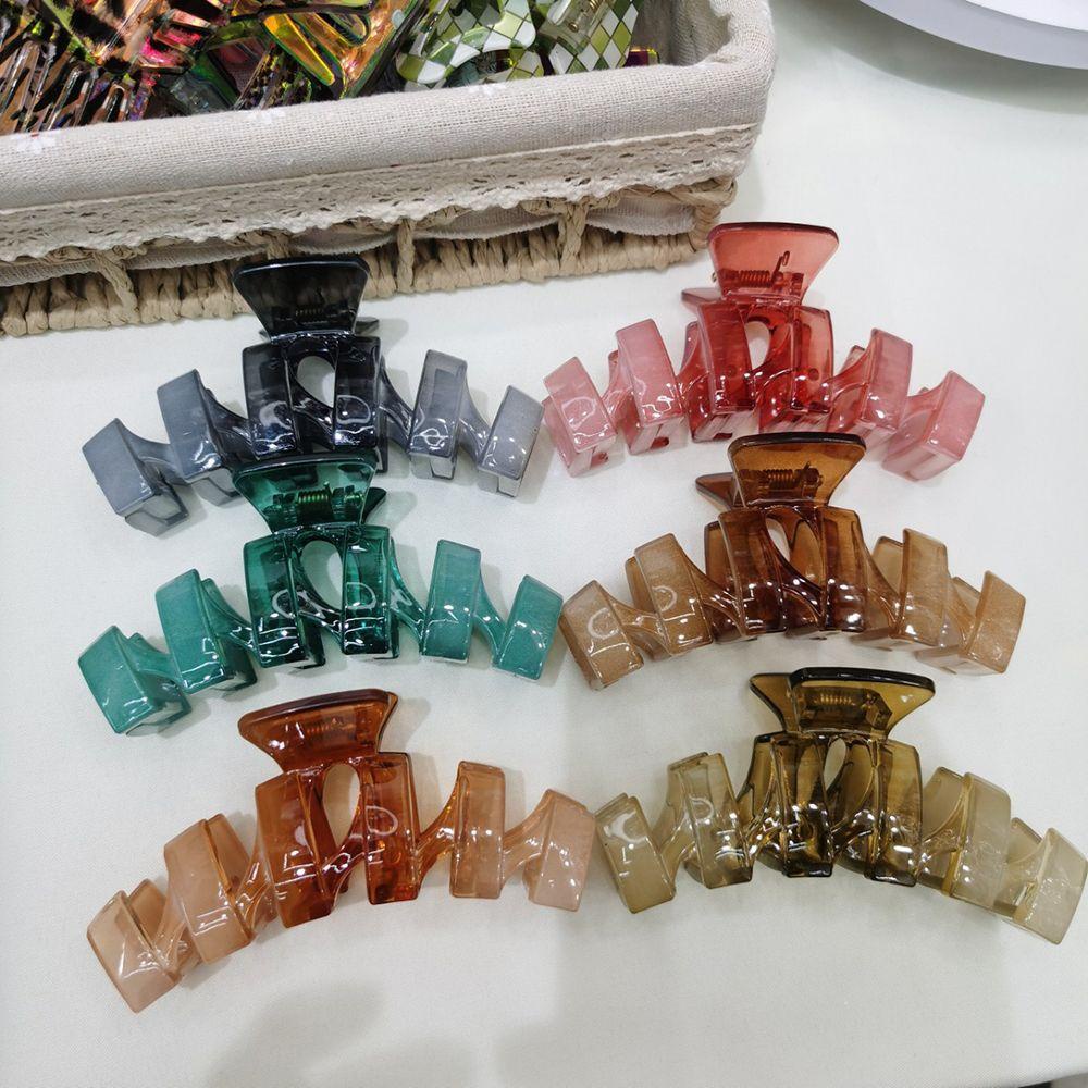 IVORY Kẹp Tóc Đuôi Ngựa Bằng Nhựa Resin Màu Sắc Retro Phong Cách Hàn Quốc