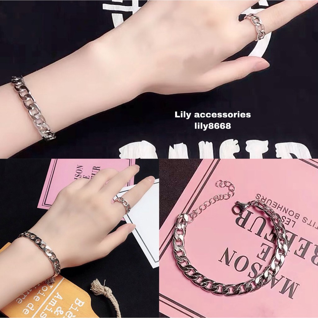 Chain Bracelet vòng tay titan dây xích cho nam nữ không gỉ không đen vòng tay cho cặp đôi