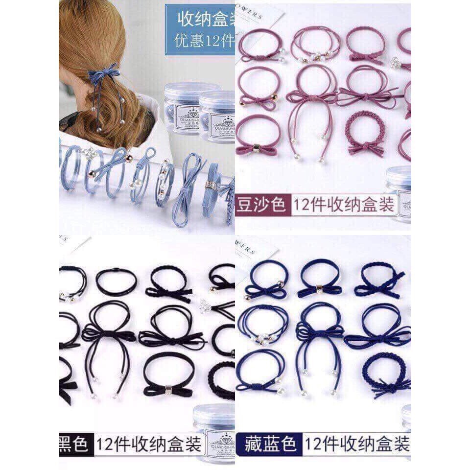 [Phụ kiện xinh] HỘP 12 CHIẾC CHUN BUỘC TÓC SIÊU ĐẸP