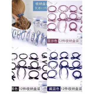 Hộp 12 chiếc chun buộc tóc siêu đẹp