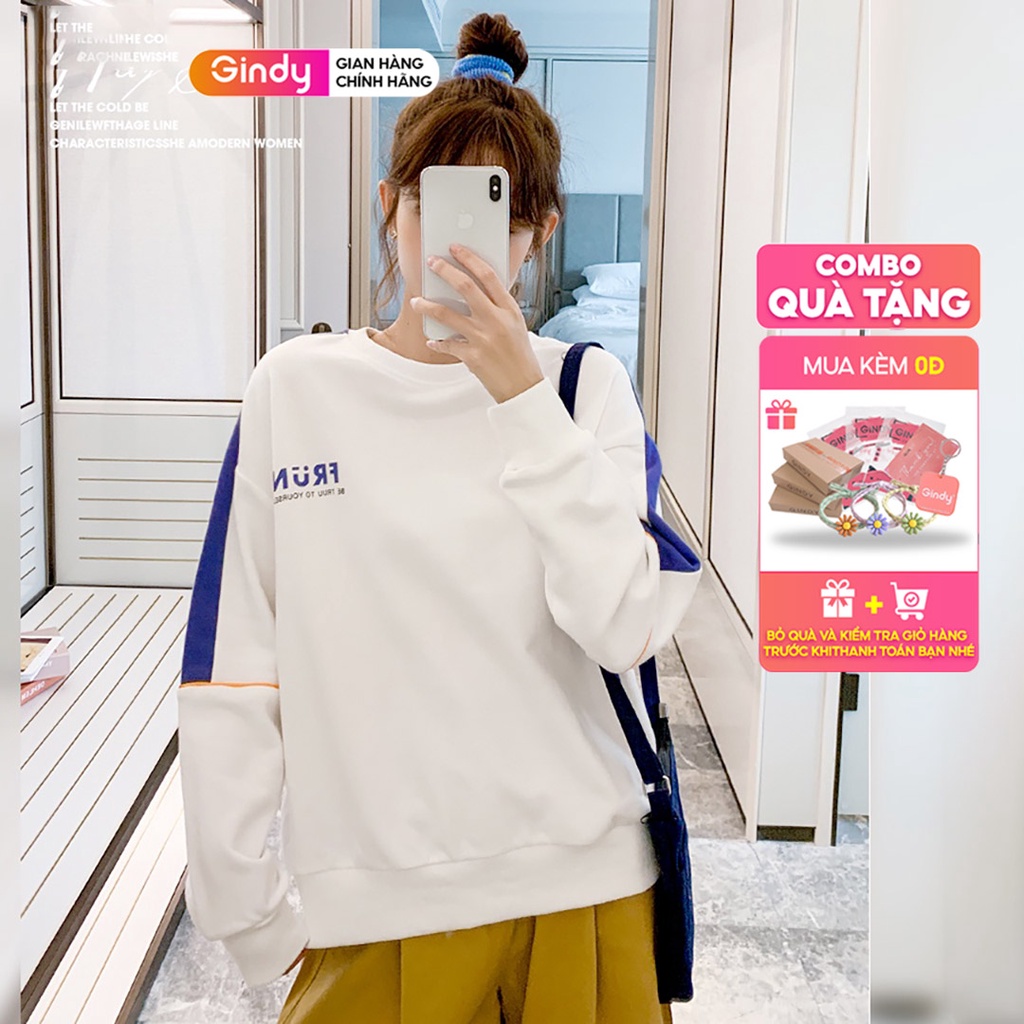 Áo nỉ sweater dài tay GINDY Frun hoodie trơn basic form rộng đơn giản dễ phối đồ thời trang thu đông A9108