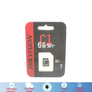 Thẻ nhớ 64GB Hikvision Class 10 Tốc độ 92MB/s, chuyên dùng cho camera, điện thoại, máy ảnh... Bảo hành 5 năm