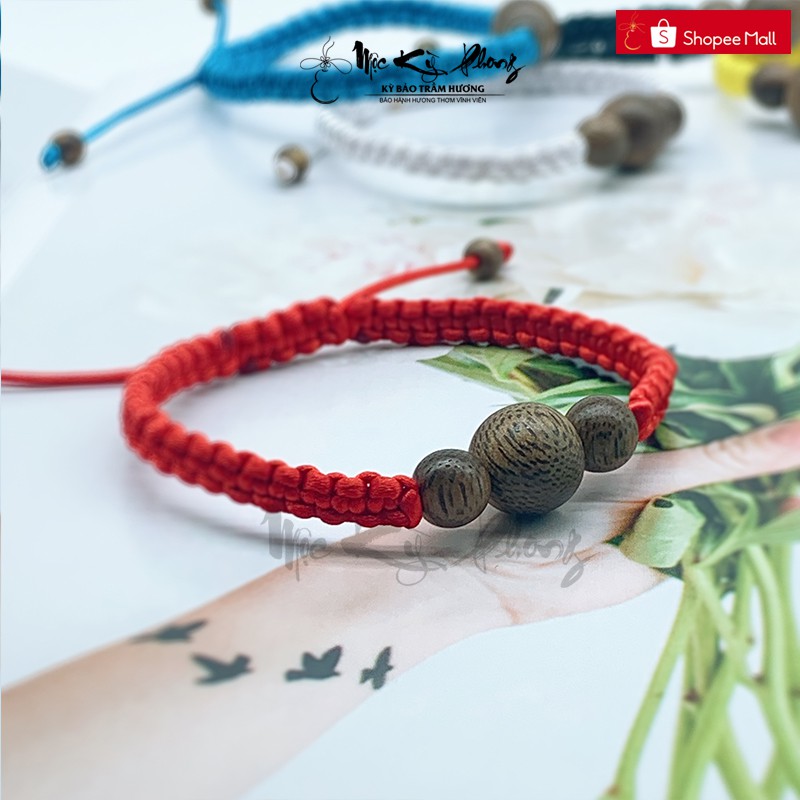 Vòng Trầm Hương Lụa Ngũ Hành Mix 3 Hạt Trầm Nam Nữ MỘC KỲ PHONG
