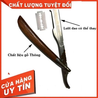 Dao cạo lông mặt cán bằng gỗ dễ cầm không bị chơn