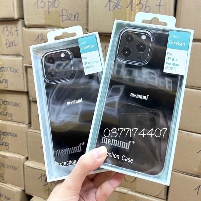 Ốp lưng Memumi Clear trong cứng iPhone 13, 13 Pro, 13 Pro max siêu mỏng 0,3mm không ố màu