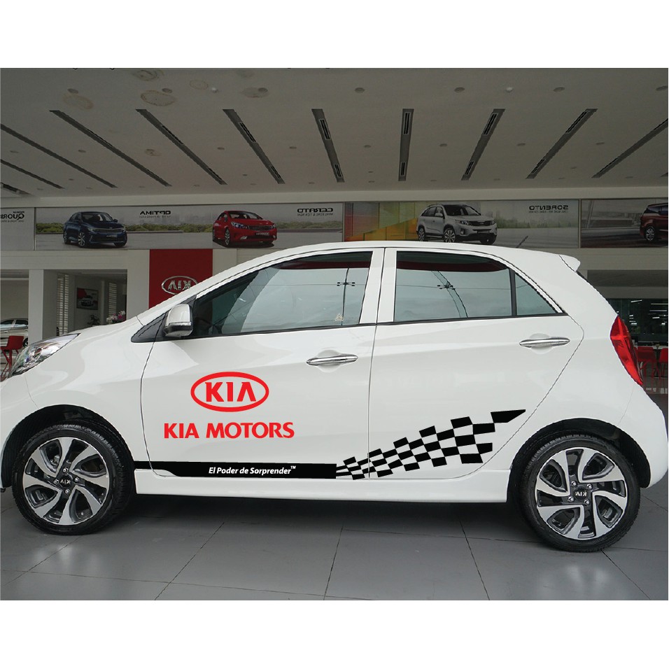 Tem xe Kia morning dán 2 bên sườn - tem xe ô tô giá rẻ hà nội