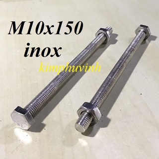 2 bộ - m10x150mm bulong inox - bulon inox 10li - ốc inox 10li