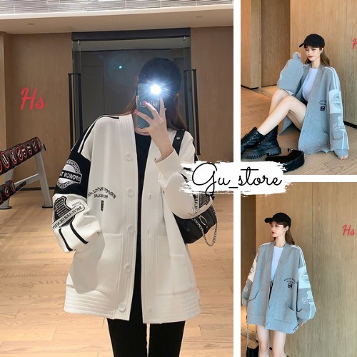 Cardigan in logo chữ brcon dài tay phong cách Unisex Ảnh Thật Cuối