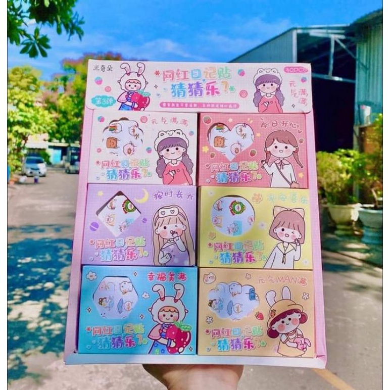 Hộp 12 tấm stiker hình thú dán trang trí sổ siêu cute