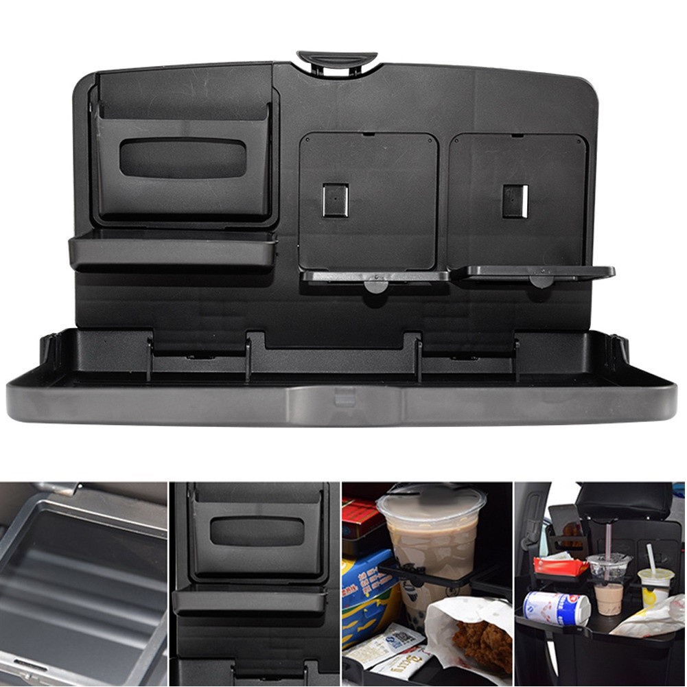 Khay Đựng Thức Ăn Mới Gấp Gọn Kèm Chai Nước & Khay Đựng Cốc Cho Laptop Và Bàn Ăn Trên Xe Hơi