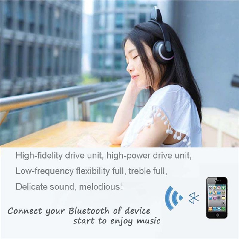 Tai nghe chơi game Bluetooth không dây Bluetooth Tai nghe có thể gập lại bằng tai mèo