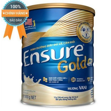 Sữa bột Ensure Gold Vani 850g. Date T4/2022