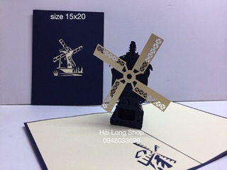 Cối Say Gió 3 - The Windmill  - Thiệp 3D ( màu Xanh Blue )