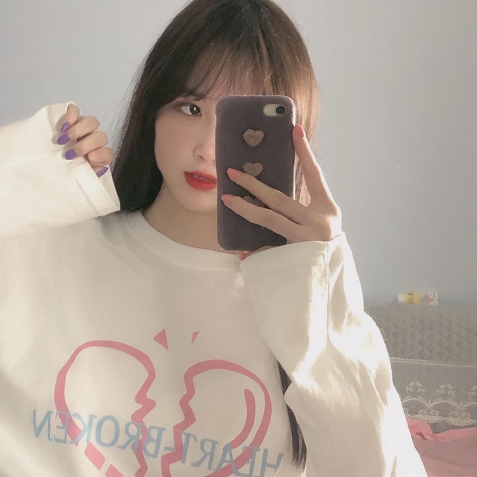 Áo thun dài tay nam nữ, áo phông dài tay unisex form rộng chất cotton dày đẹp in hình trái tim trend 2022 TD 103