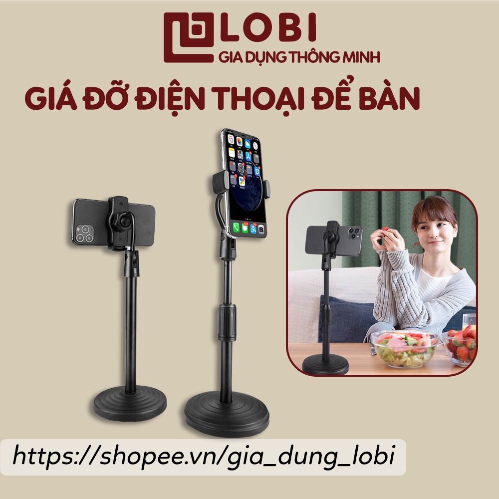 Giá đỡ điện thoại để bàn Kẹp điện thoại xem phim học online livestream nhựa PP cổ xoay linh hoạt