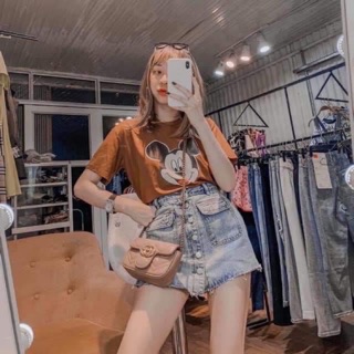 Quần giả váy bò nút cúc qc l1
