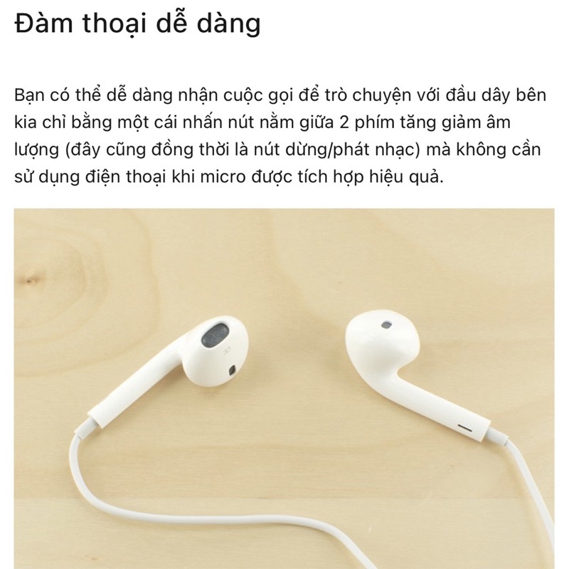 Tai nghe iPhone, iPad, iPod Earpods with Lightning Connector - Chính hãng Model MMTN2ZA/A