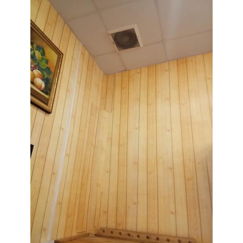 Giấy dán tường giả gỗ ❤FREESHIP❤️⭐️màu vàng nâu trơn có sẵn keo khổ 45cm