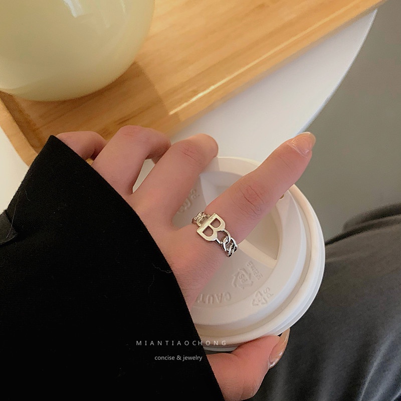 Nhẫn Hở Họa Tiết Chữ B Đơn Giản Thời Trang