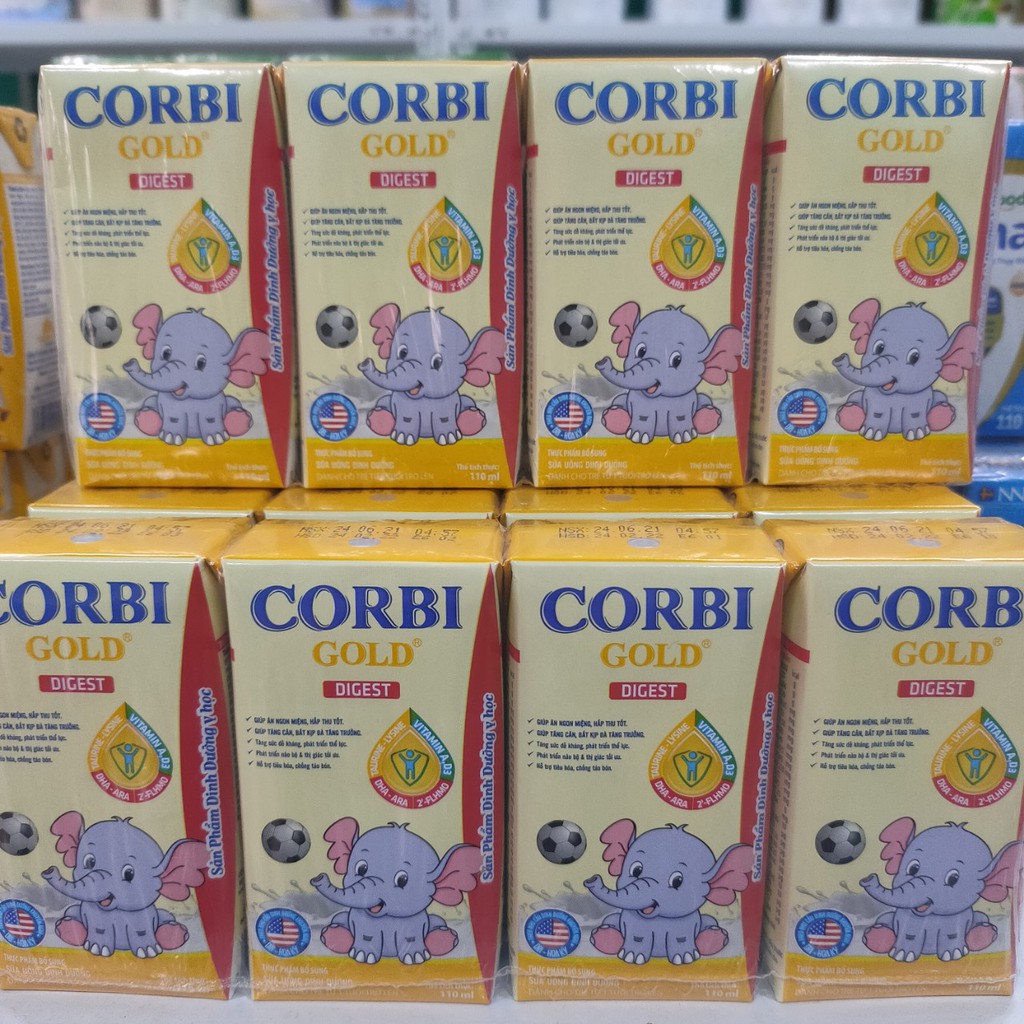 Thùng Sữa Bột Pha Sẵn CORBI GOLD DIGEST Tăng Cường Hệ Miễn Dịch 48 Hộp 110ml
