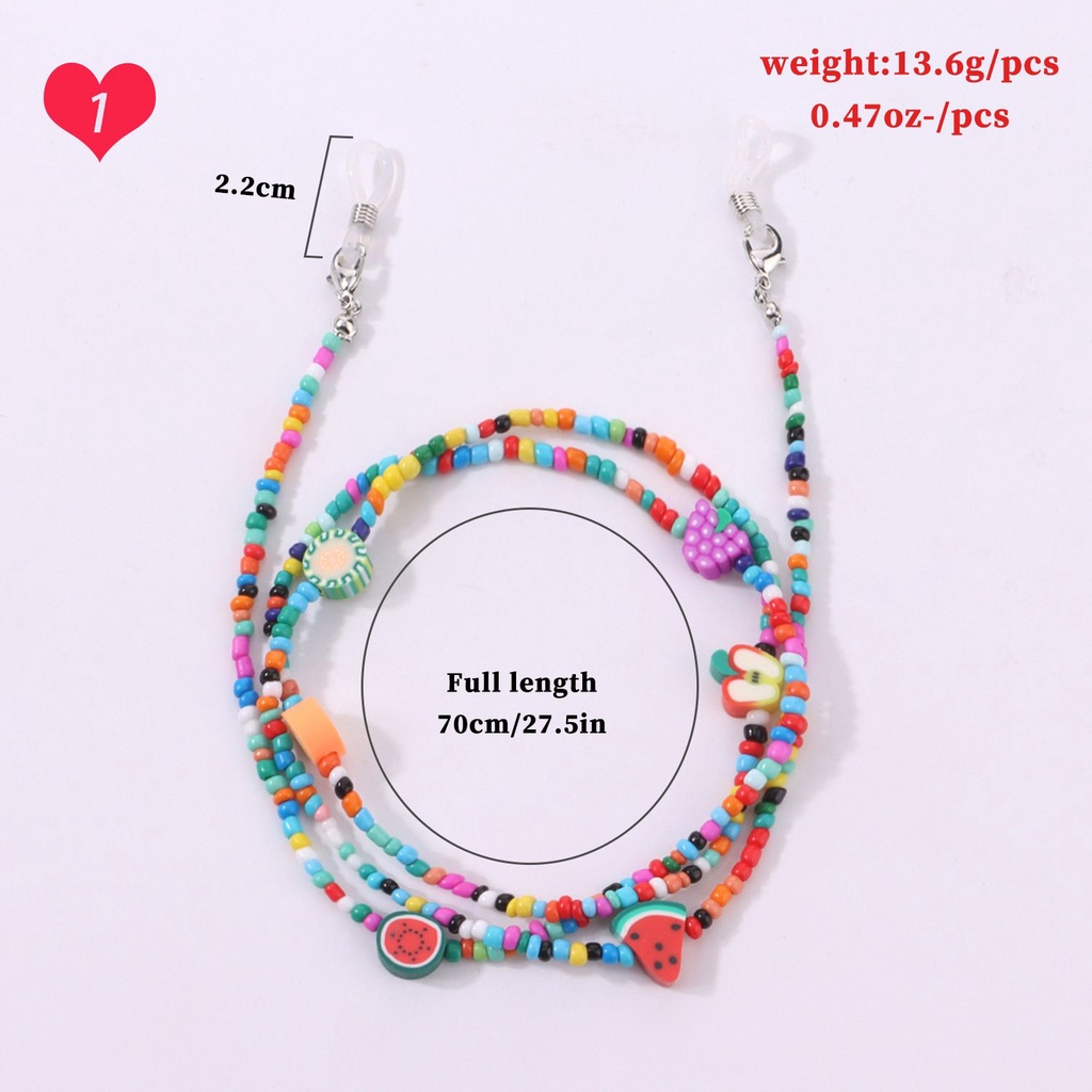 Dây đeo mắt kính họa tiết trái cây nhiều màu sắc phong cách Bohemian thời trang cho nữ