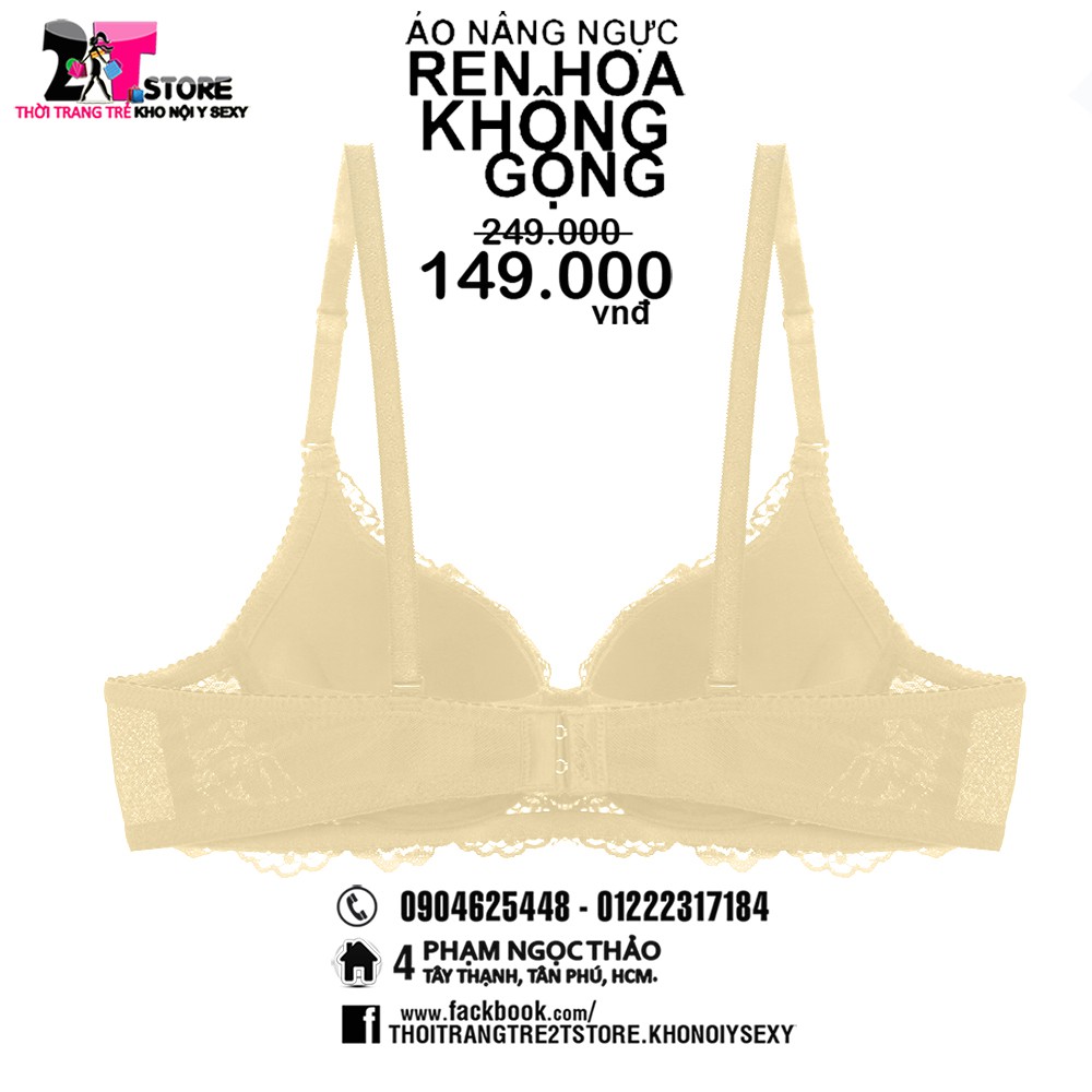 Áo Nâng Ngực Cotton Không Gọng Phối Ren (Kem)