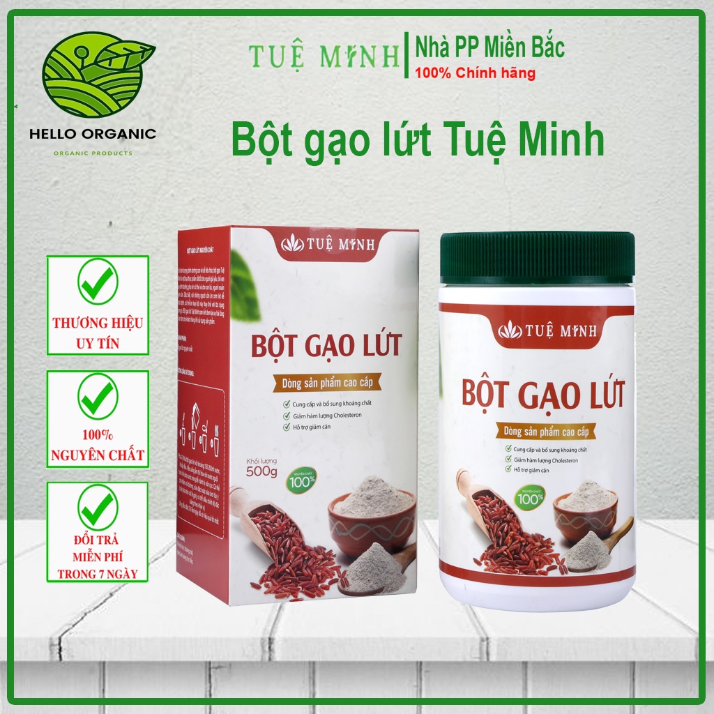 Bột Gạo Lứt Giảm Cân Dành Cho Người Ăn Kiêng Bột Gạo Lức Huyết Rồng Tuệ Minh Nguyên Chất 100% -Hello Organic