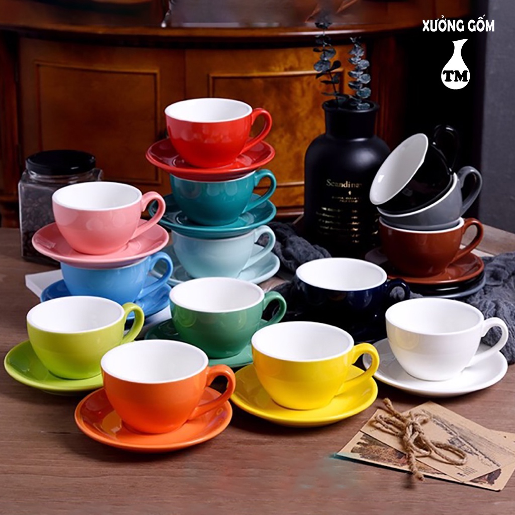 Bộ Tách Uống Trà, Cà Phê Capuchino - 220ml Xưởng Gốm TM Bát Tràng