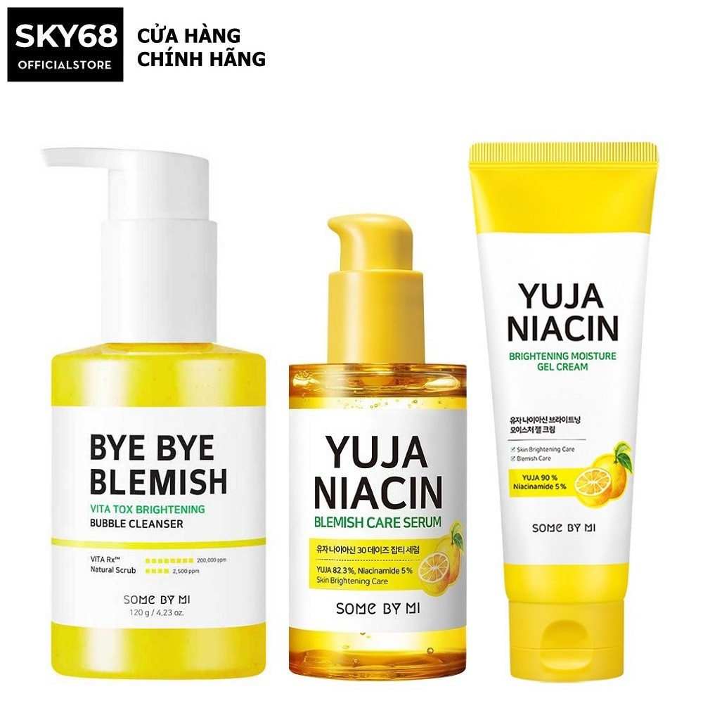 Bộ 3 Sản Phẩm Làm Sạch Sâu, Dưỡng Ẩm,Trắng Da Some By Mi YUJA (Gel Rửa Mặt 120g + Serum 50ml + Kem 100ml)