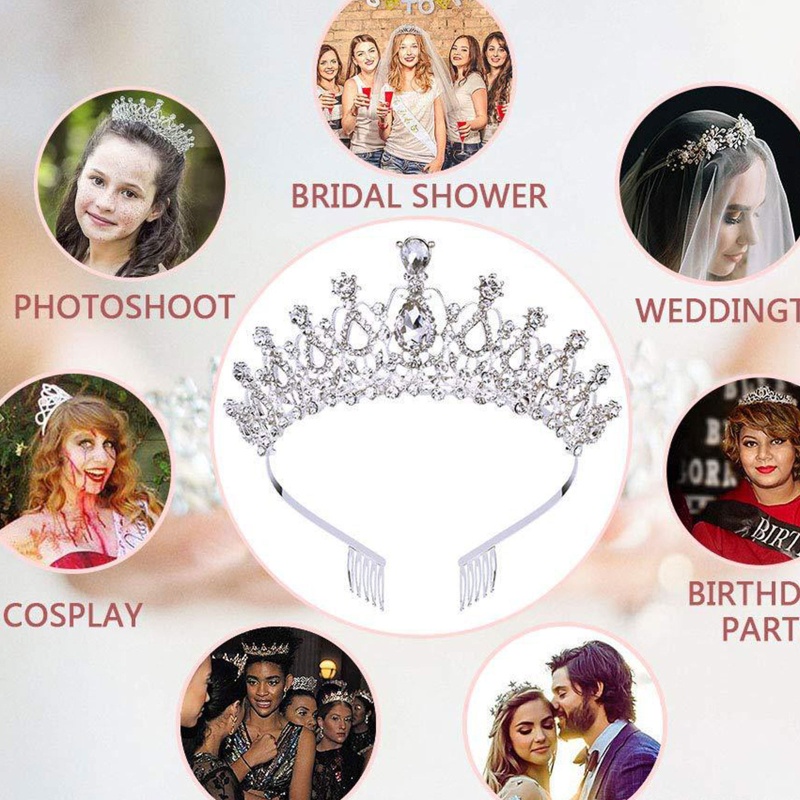 Vương Miện Cài Tóc Đính Pha Lê Hình Vương Miện Dành Cho Cô Dâu
