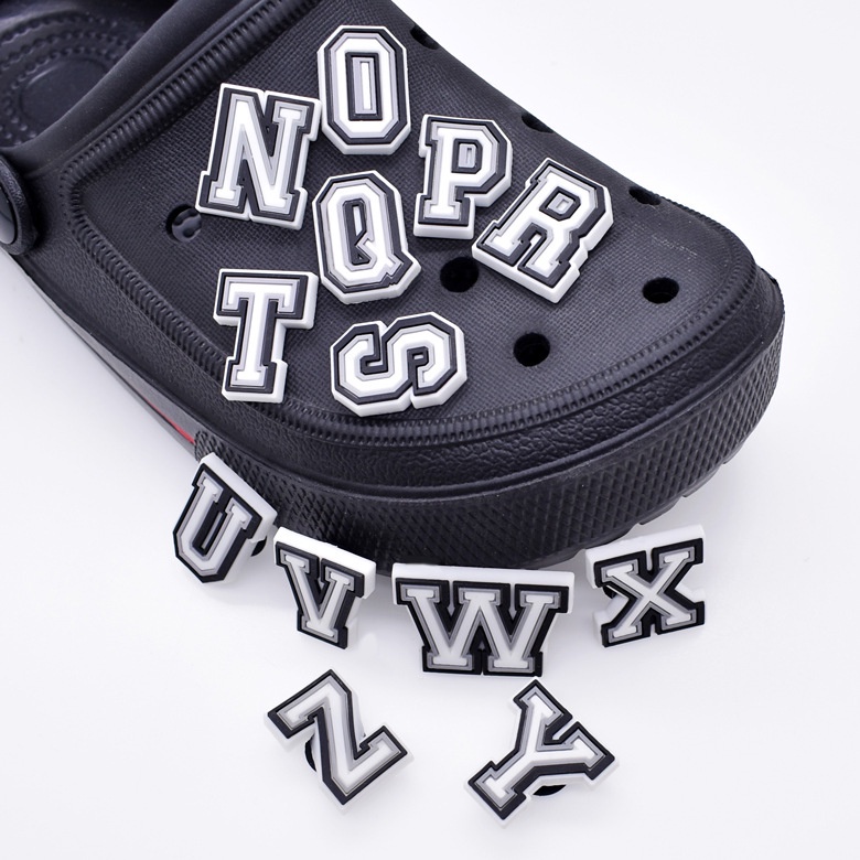 Phụ kiện Jibbitz, Sticker Gắn Giày Dép Crocs Nhựa PVC Mềm Hình Chữ Cái Và Số