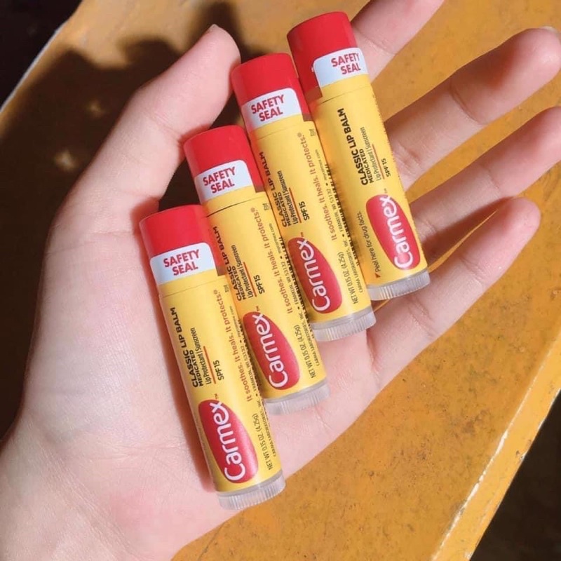 Son Dưỡng Môi Carmex Camex Lip Balm Thỏi Không Mùi SPF 15 Có Chống Nắng