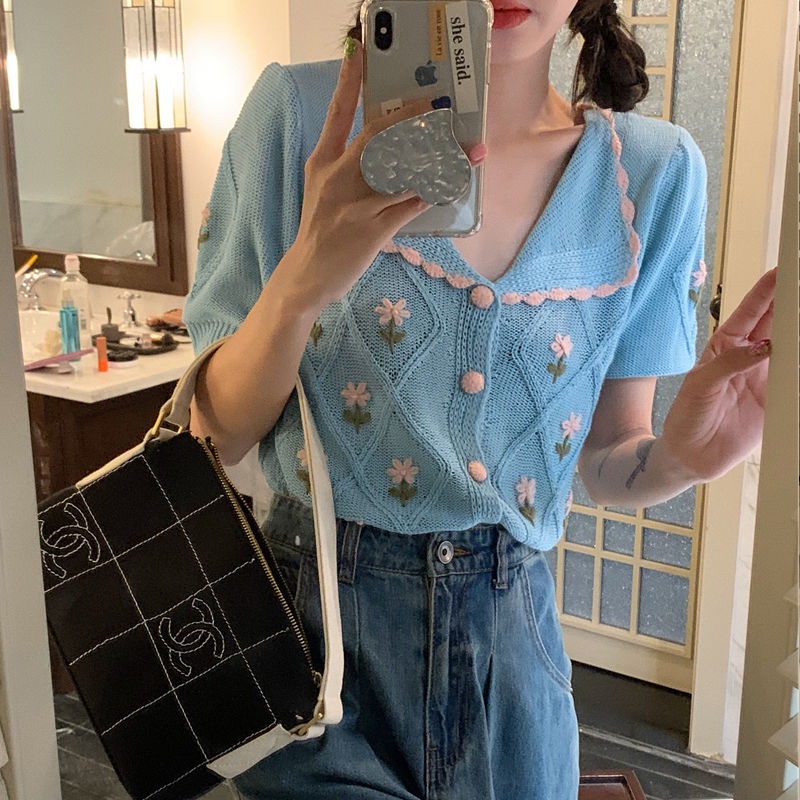 Áo Thun polo Ngắn Tay Phong Cách Retro Dành Cho Nữ  tao bao