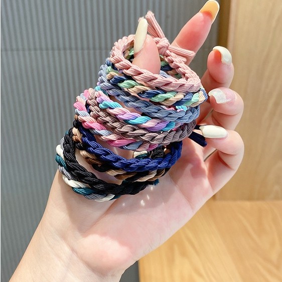 Dây buộc tóc bện cao su thiết kế đơn giản thời trang mùa hè dành cho nữ