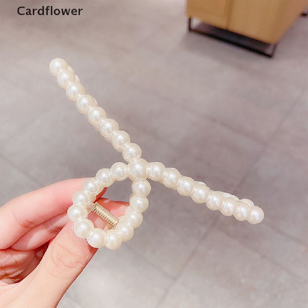 &lt; Cardflower &gt; Kẹp Tóc Móng Vuốt Cỡ Lớn Bằng Acrylic Đính Ngọc Trai Trang Điểm Tạo Kiểu Đa Dạng