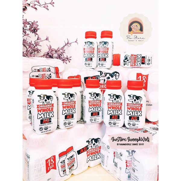 Sữa Tươi Hữu Cơ A2 Organic Whole Milk - Mỹ vị nguyên kem 240ml [ Hàng Air - Date mới nhất ]