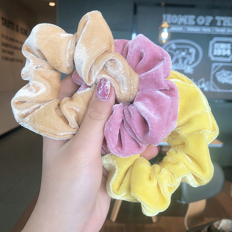 Nhẫn Vải Nhung Lông Cừu Màu Trơn Phong Cách Hàn Quốc Mới