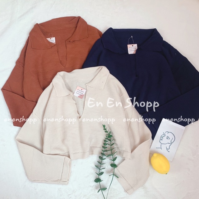 [ẢNH THẬT] Áo len croptop cổ V(A347)