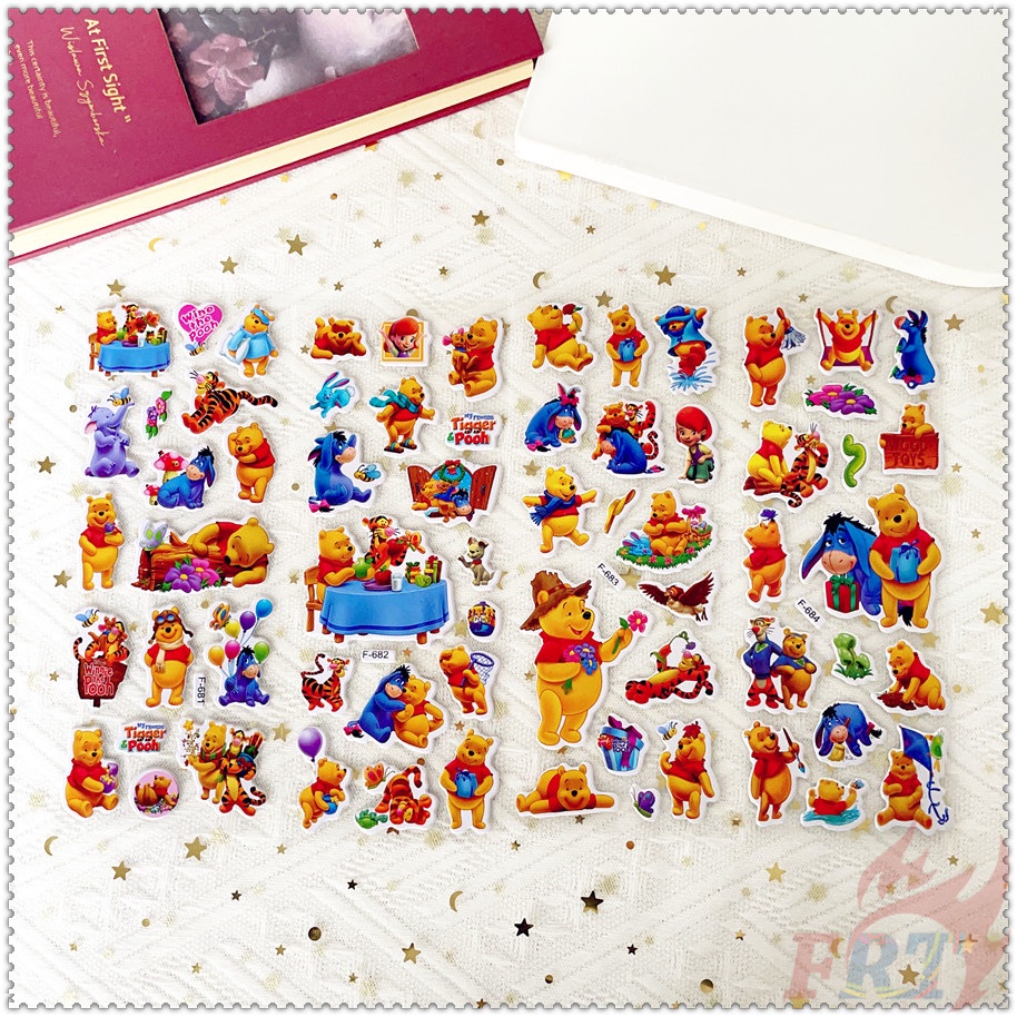 DISNEY ▶ Bộ 5 Tấm Hình Dán Nhân Vật Hoạt Hình Winnie The Pooh Q-2 ◀ Miếng Dán PVC 3D Chống Thấm Nước Chất Lượng