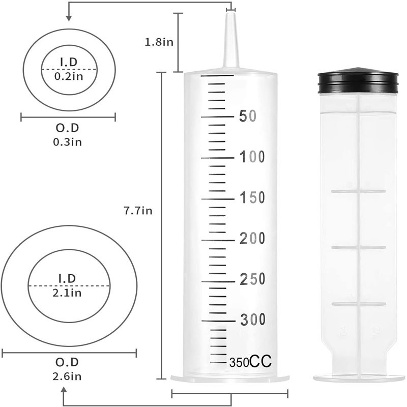 350ml ống tiêm nhựa dùng lượng lớn, Xi lanh nhựa dùng cho hút nước, dầu và các dung dịch trong cuộc sống hằng ngày