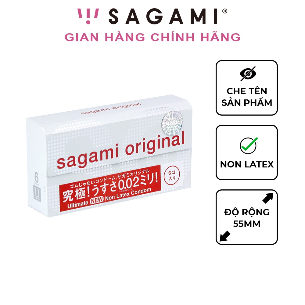 Bao cao su Sagami 002 siêu mỏng non latex hộp 6 chiếc