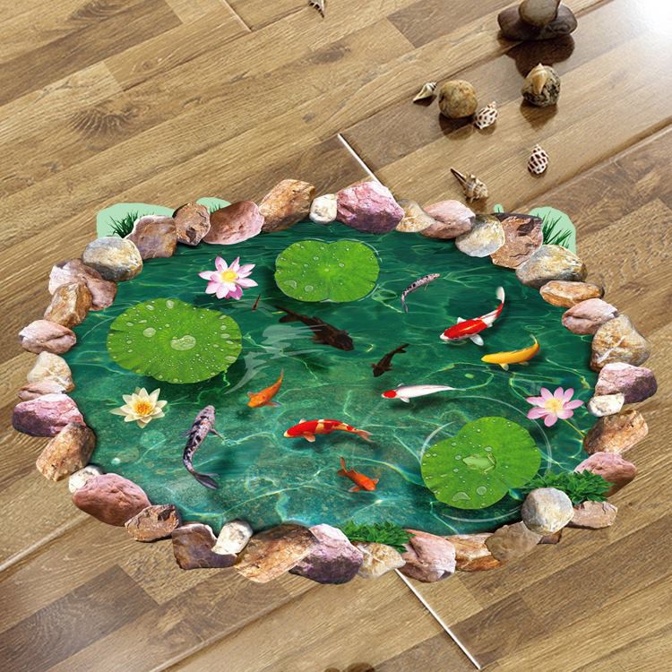DECAL DÁN TƯỜNG AO CÁ 3D 3