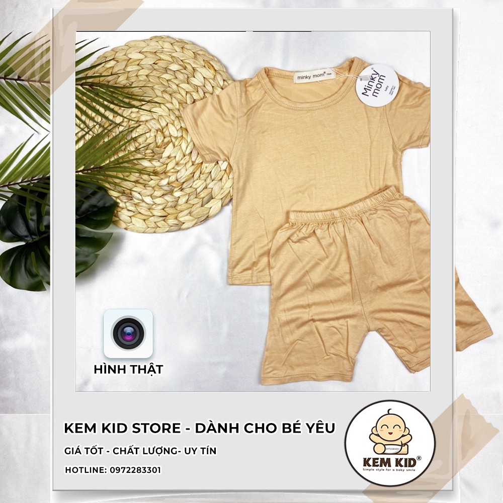 Bộ Minky Mom Cộc Trơn Thun Lạnh, vải thun lạnh siêu mát, mềm mịn thấm hút mồ hôi cho bé