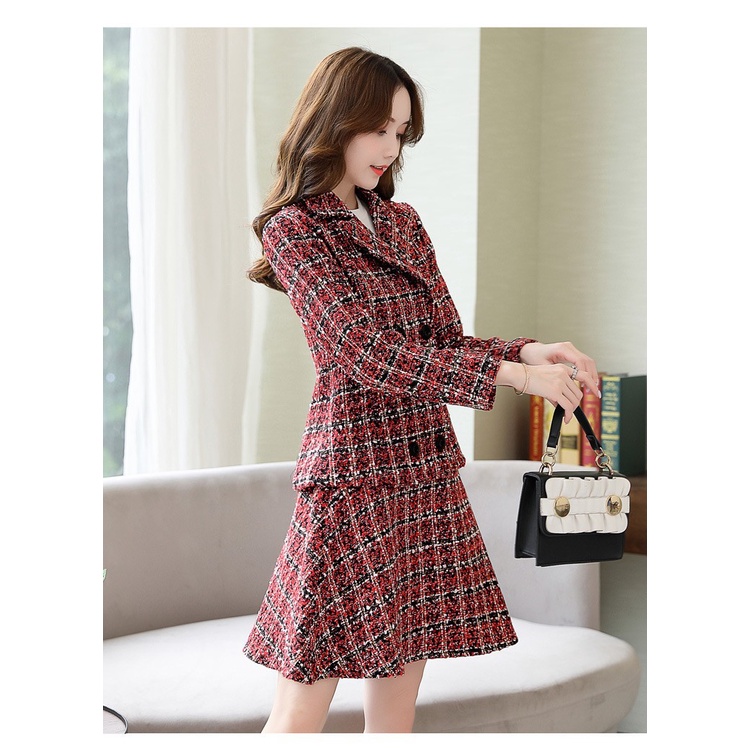 L100B7 - Set áo khoác và chân váy dạ mặc mùa đông hàng nhập - giá 1.260k