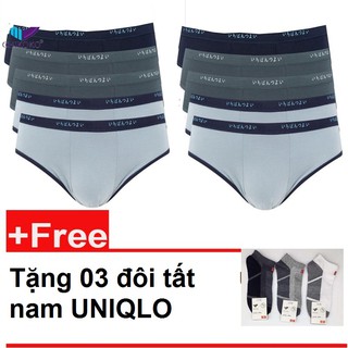 Bộ 10 quần lót nam tam giác cạp chữ Nhật + Tặng 03 đôi tất nam Uni (Mã 304 cạp chữ)