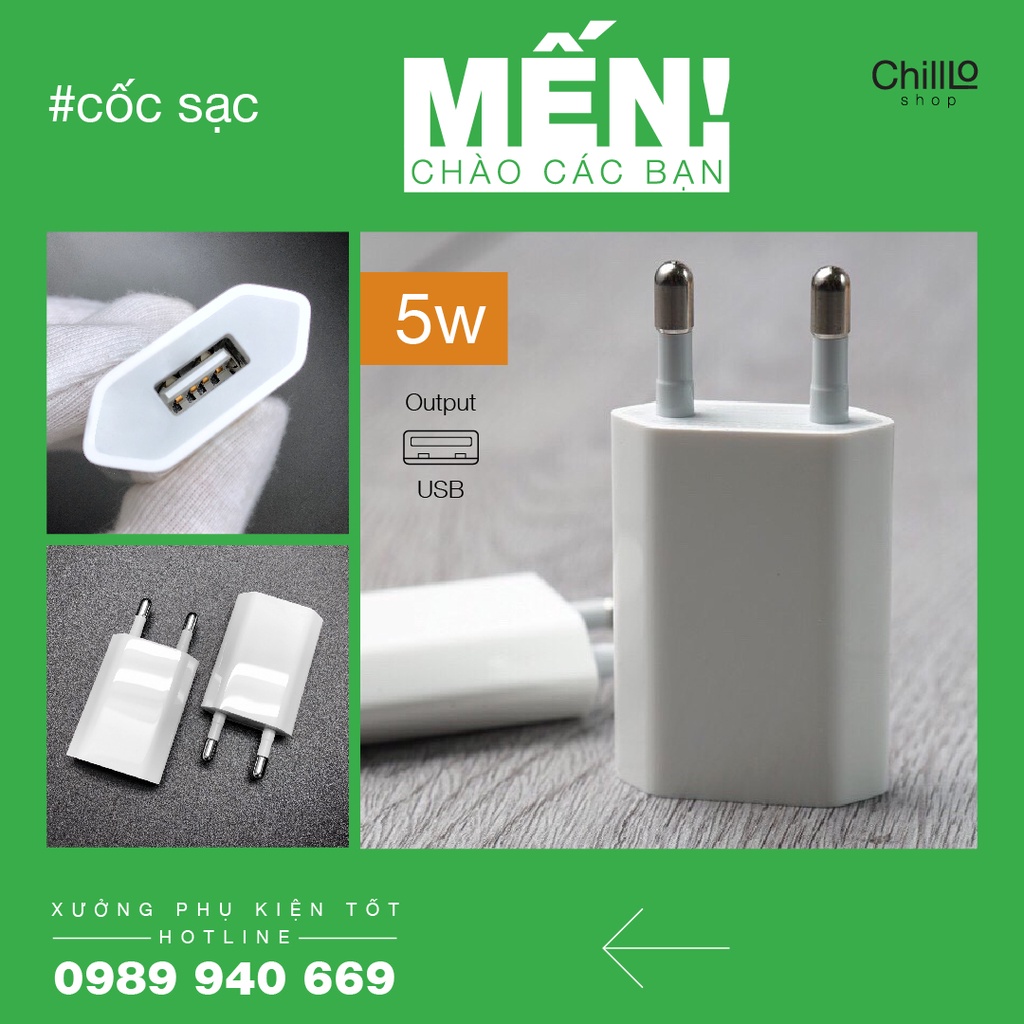 Củ Sạc 5W - Adapter Sạc 5V-1A - Cốc Sạc Cổng Ra USB Tương Thích Nhiều Thiết Bị