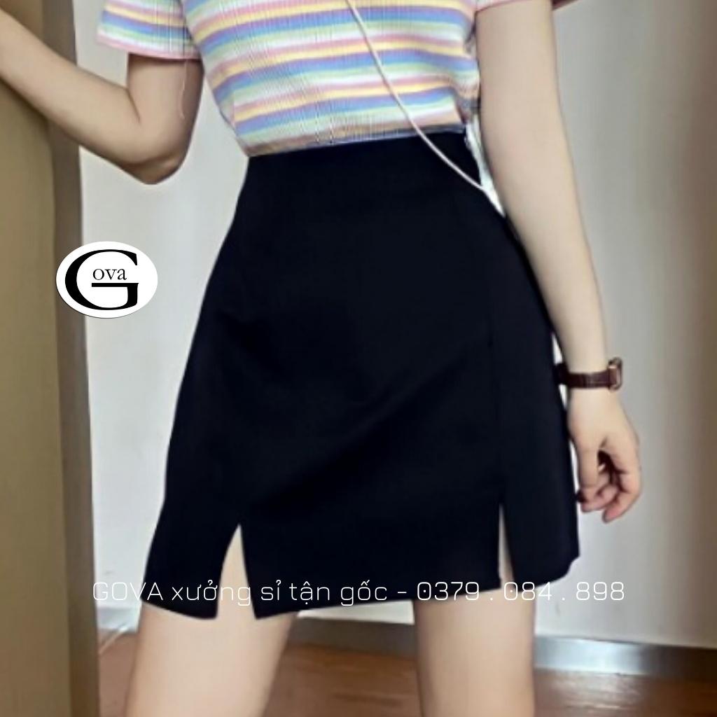 Chân Váy CHỮ A XẺ 2 BÊN Lưng Cạp Cao Có Lót Trong Kiểu Thời Trang Nữ Cao cấp GOVA
